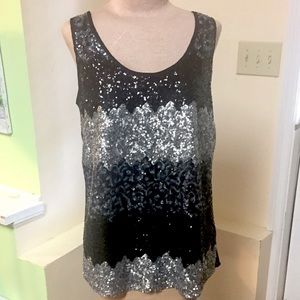 Women's Glam Black & Silver Sequin Sleeveless Top